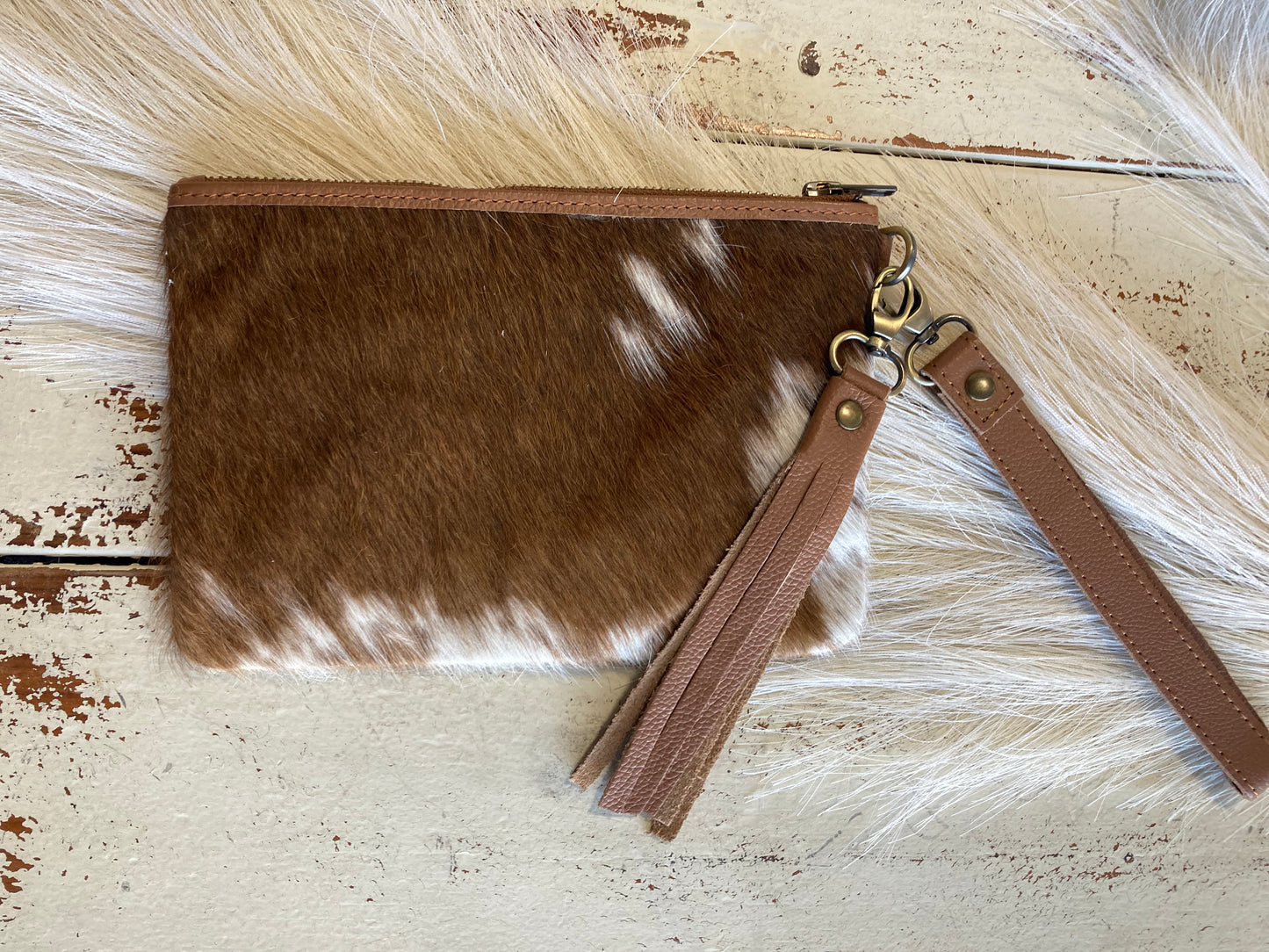 Classic Cowhide Wristlet Pouch