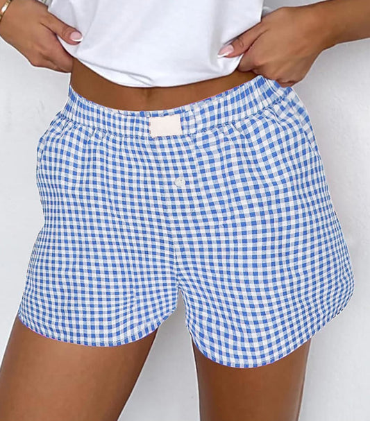 Blue Gingham Shorts