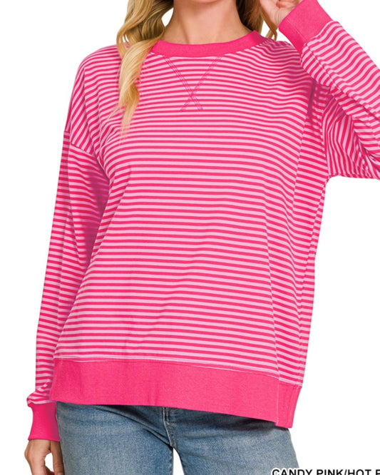 Candy Pink/Hot Pink Striped Pullover