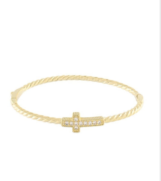 Pave CZ Cross Bracelet
