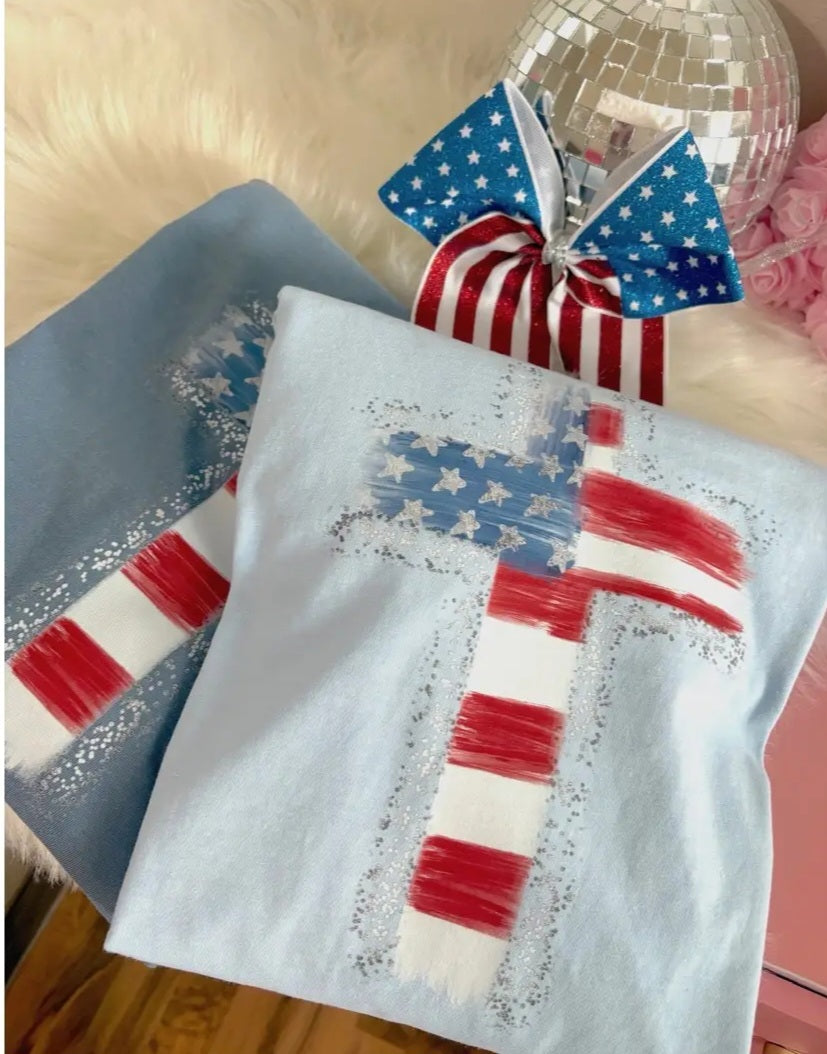 Patriotic Cross Tee (Hydrangea)