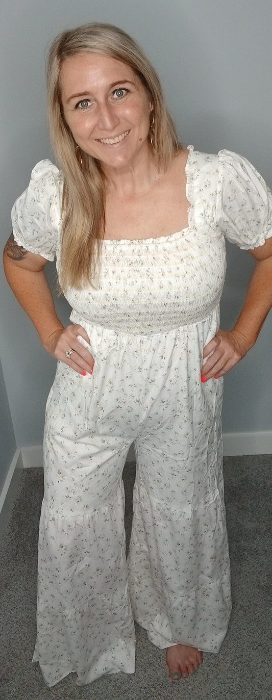 Floral Smocked Jumpsuit