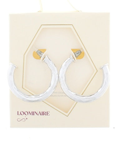 Silver Textured Hoops