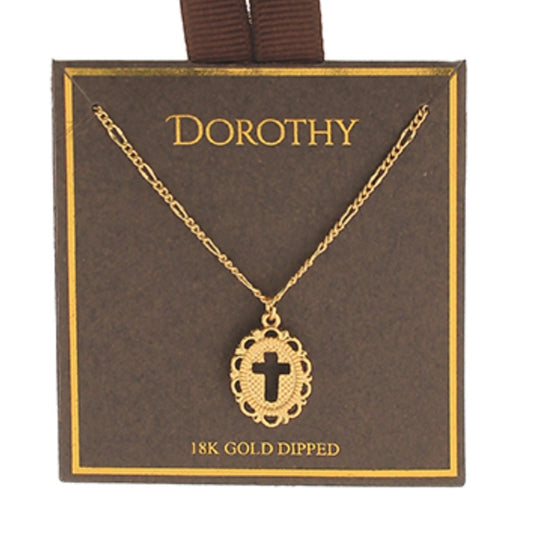 Cross Oval Pendant Necklace