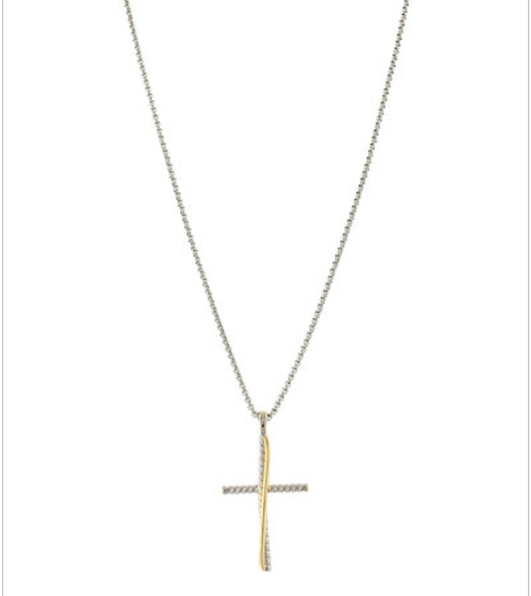 Two Tone Cross Necklace