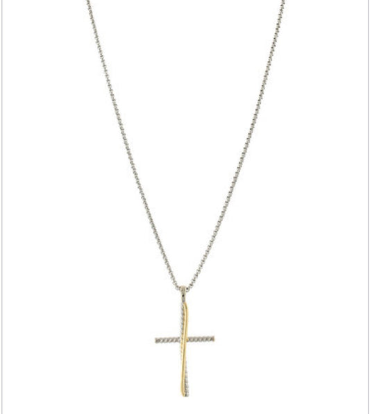 Two Tone Cross Necklace