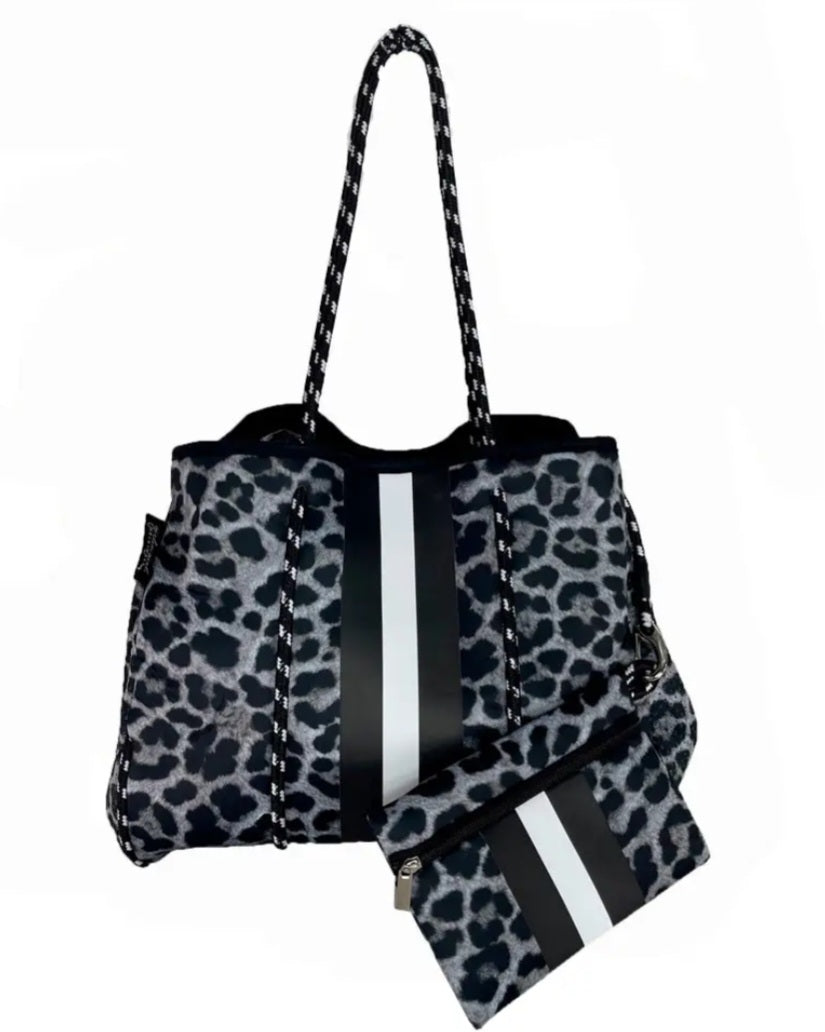 Black Leopard Neoprene Tote