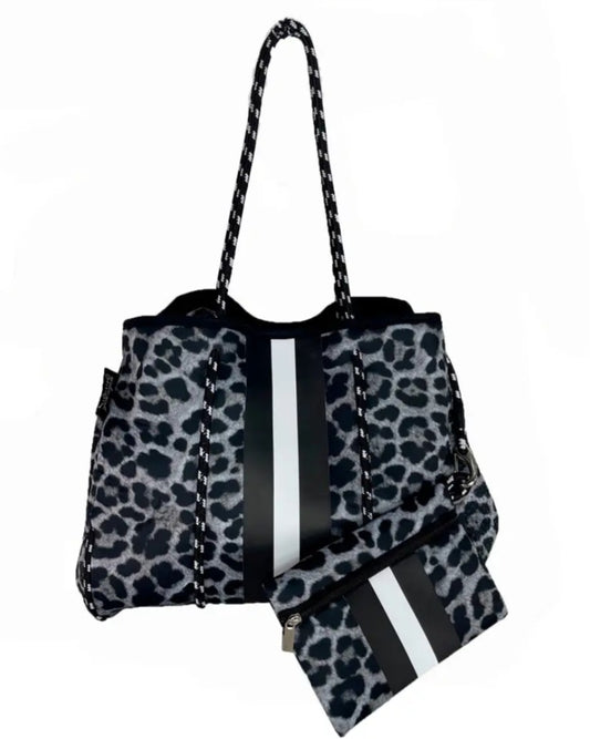 Black Leopard Neoprene Tote