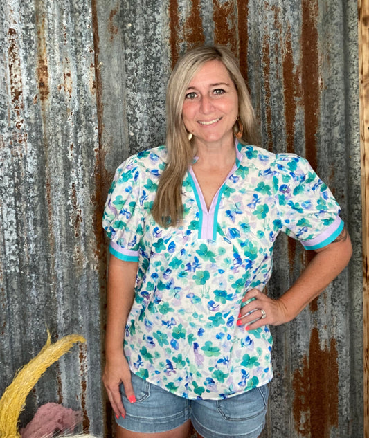 Floral print Puff Top