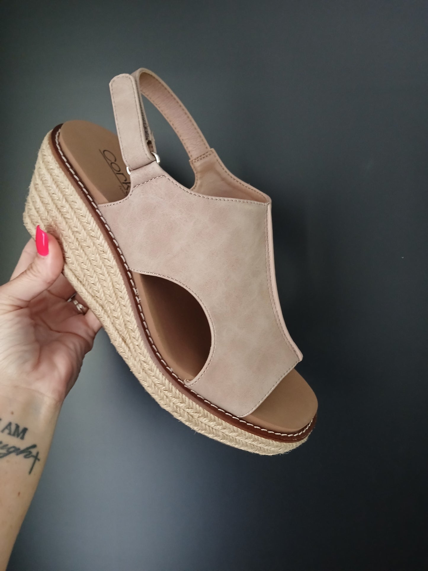 Corkys K Bye Taupe Wedge