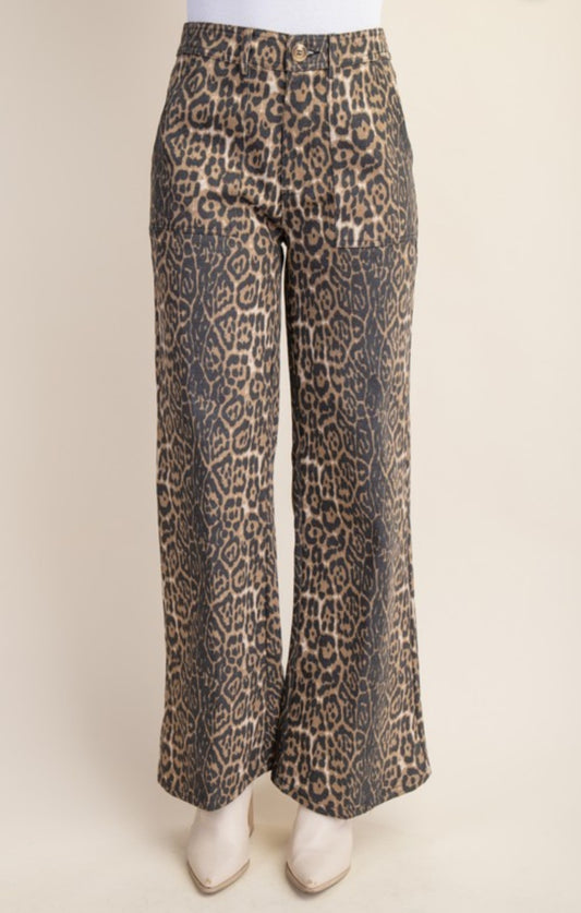 Leopard Print Flare Jeans