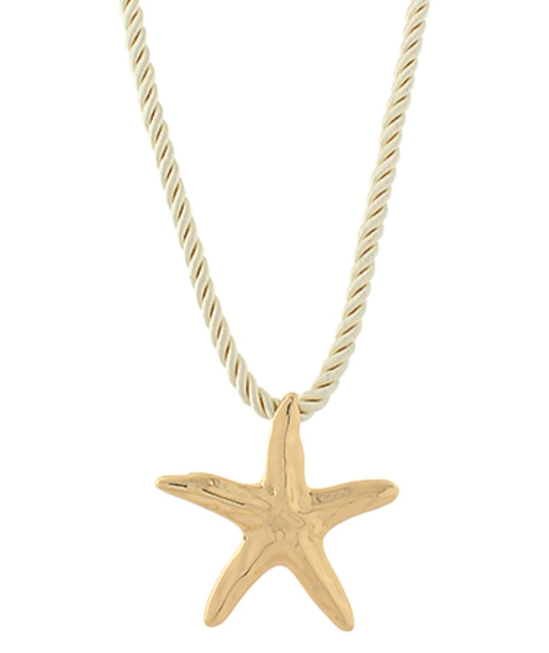 Textured Gold Starfish Cord Necklace
