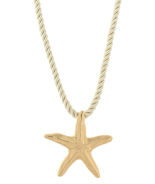 Textured Gold Starfish Cord Necklace