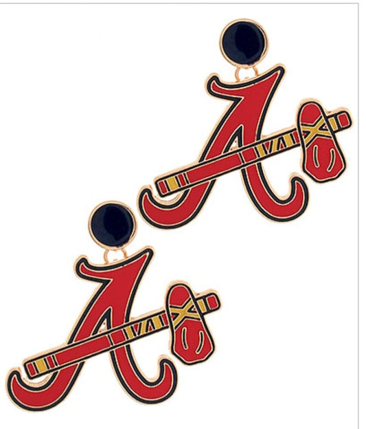 "A" Baseball Earrings