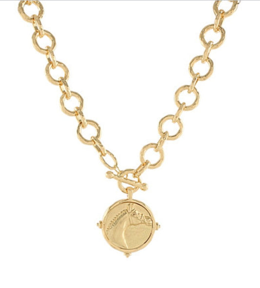 Horsehead Round Pendant Necklace