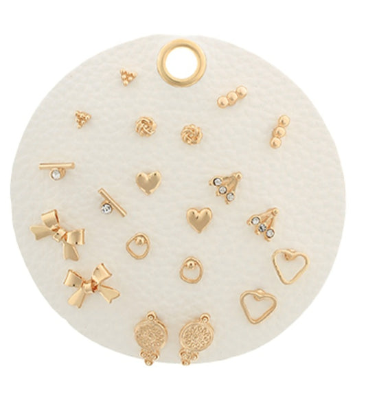 10 Pair Ribbon & Heart Earrings
