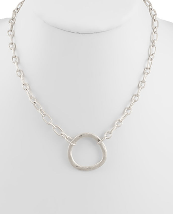 SilverUneven Circle Pendant