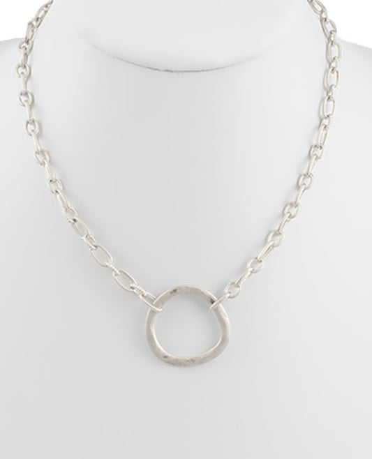 SilverUneven Circle Pendant