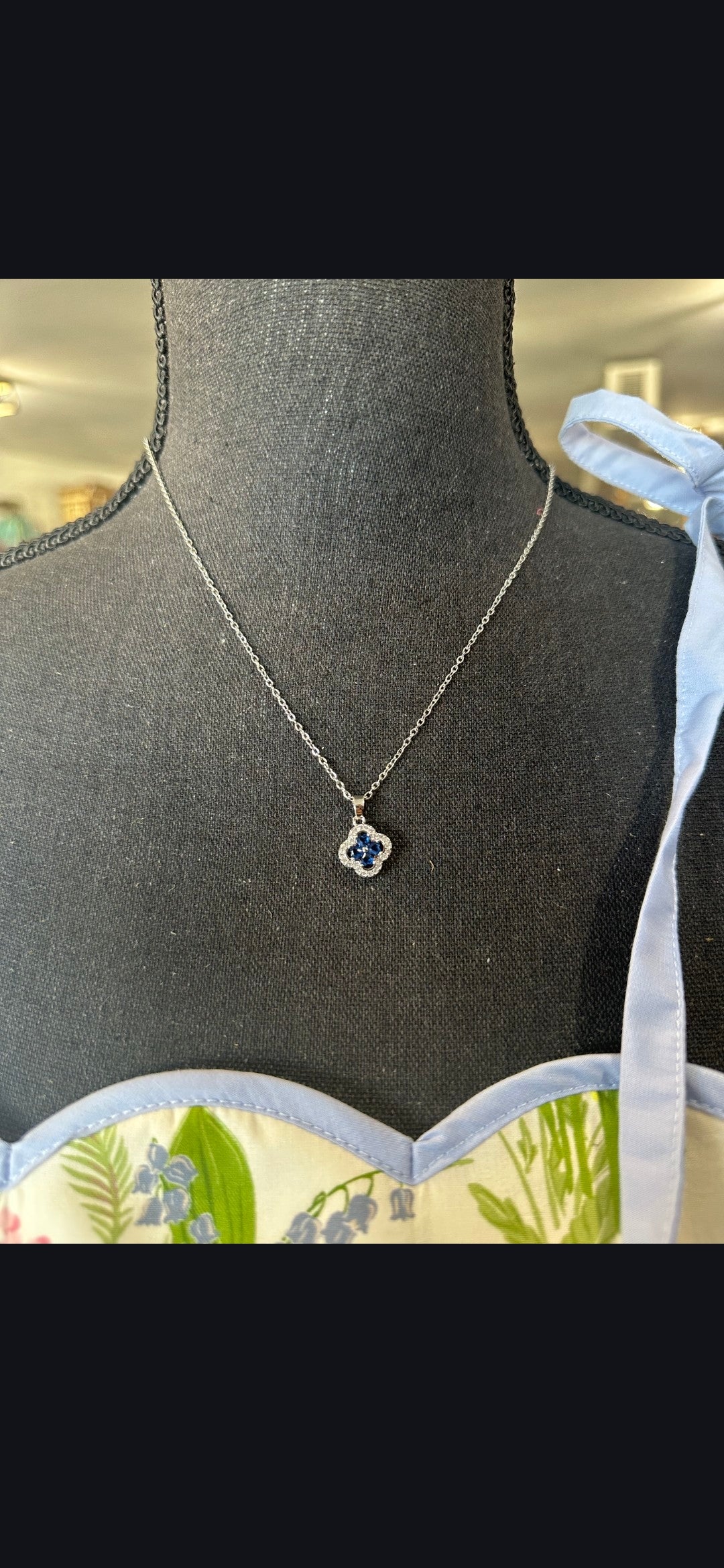 Blue Clover Necklace