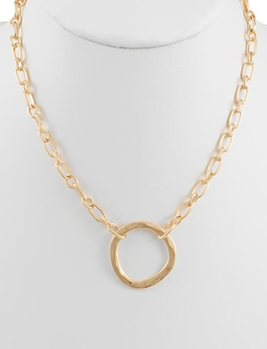 Gold Uneven Circle Pendant