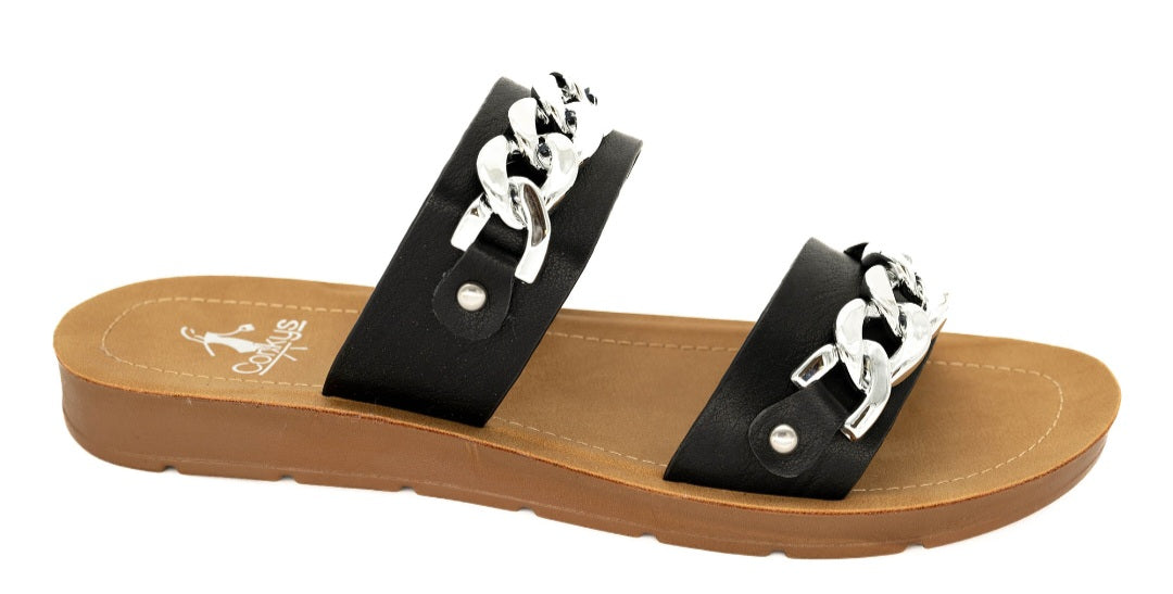 Corkys Seeing Double Black Sandal