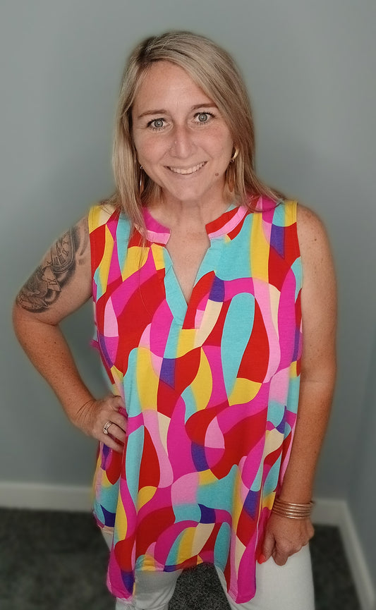 (Plus) Color Block Tank Top