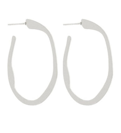Silver Geometric Hoops