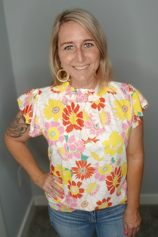 Multicolor Flower Top