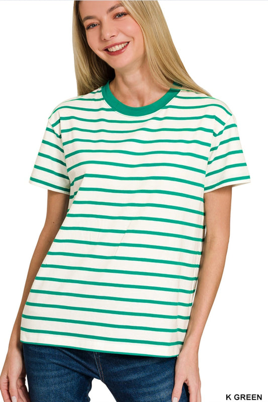 Kelly Green Striped Tee