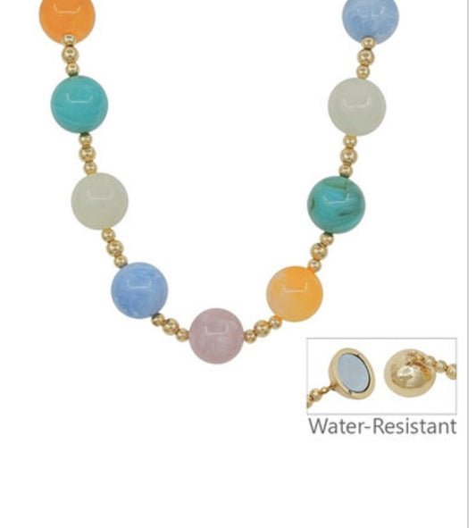Marble & CCB Ball Necklace