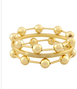 3 Row Ball Metal & Herringbone Bracelet