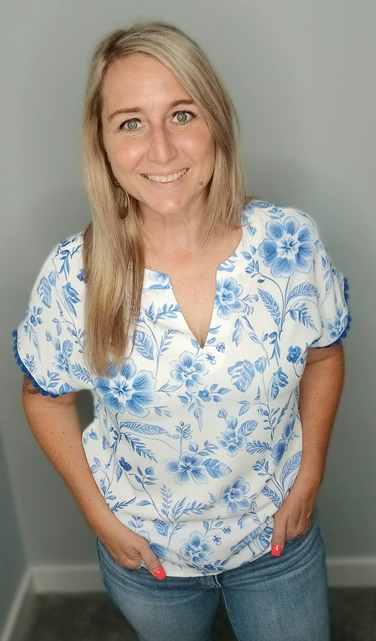 Blue Floral Top