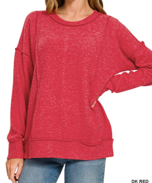 Dark Red Brushed Hacci Sweater