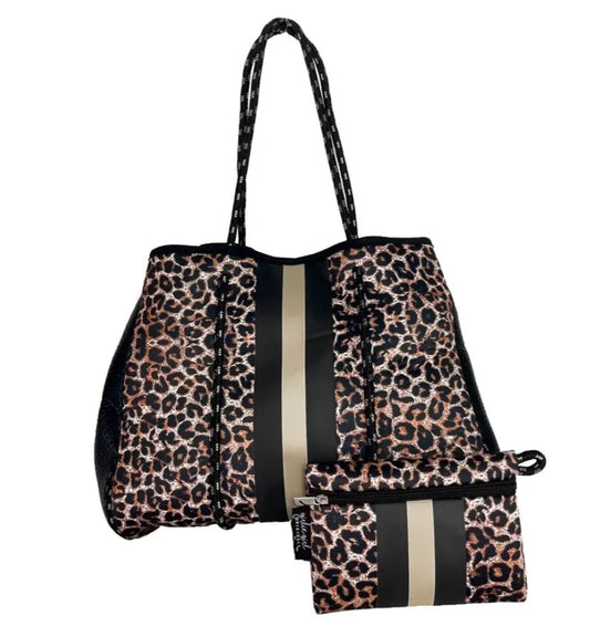 Brown Leopard Neoprene Tote