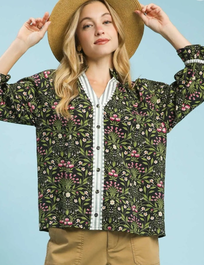 Black Floral Top