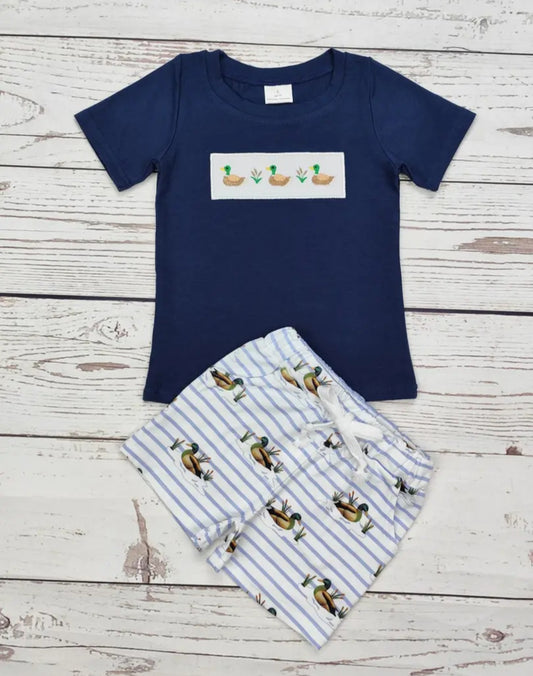 Boy Duck Appliqué Short Set