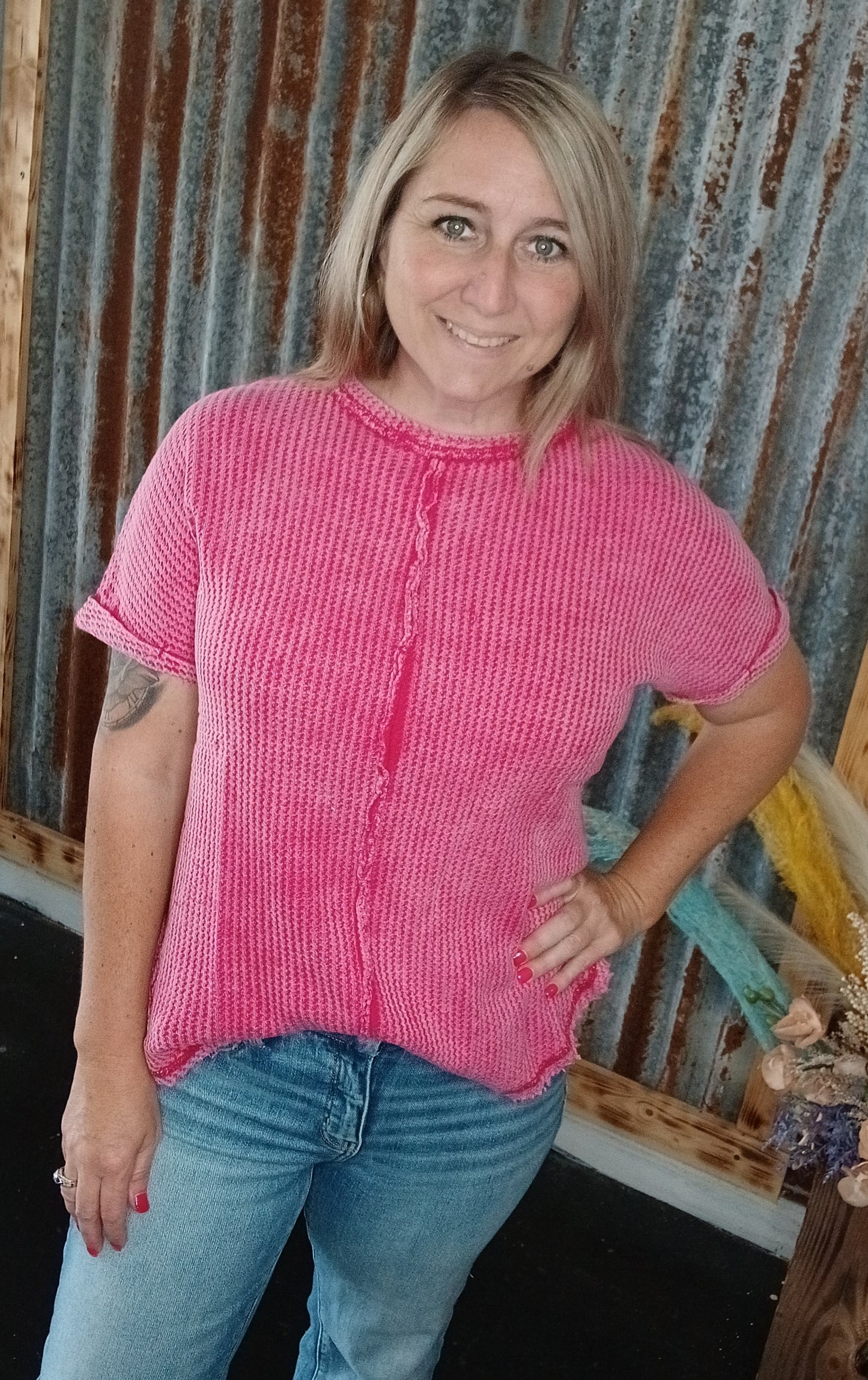 Viva Magenta Baby Waffle Top