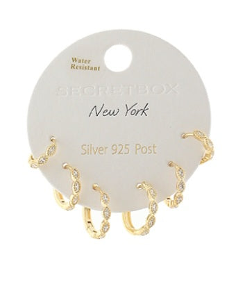 Linked & Paved Oval Hoop Set