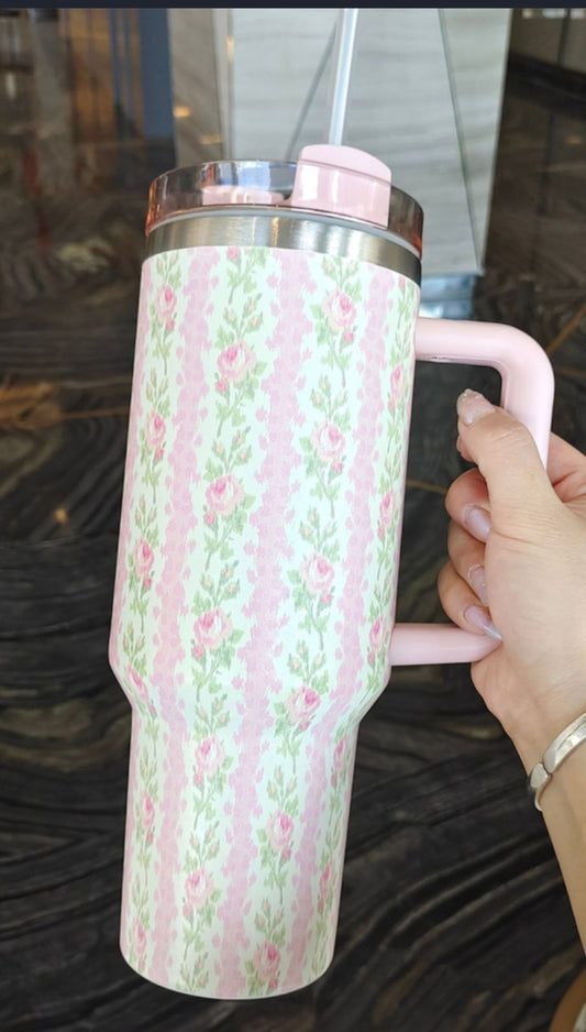 40 oz. Pink Flower Cup