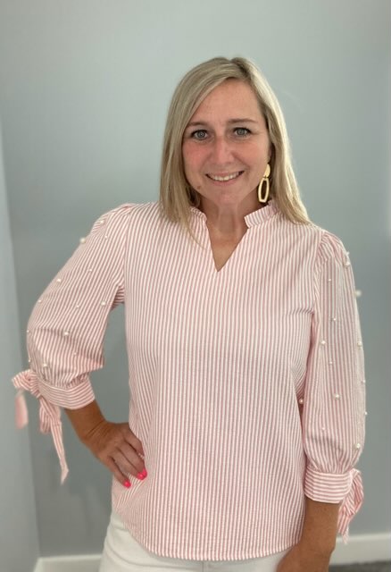 Pink Bow Pearl Top