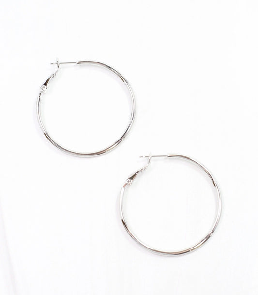 Rinaldi Hoop Earring Shiny Silver
