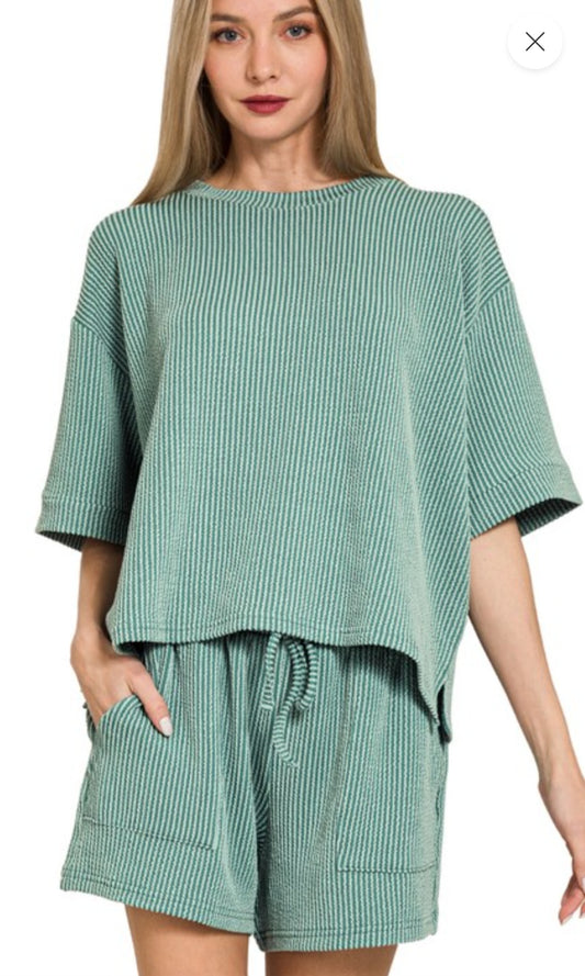 Zenana Jade Ribbed Corded Set