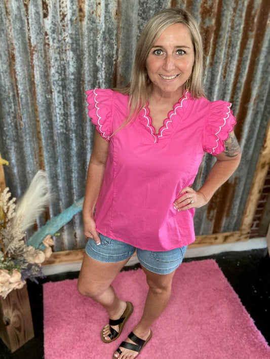 Pink Scallop Top