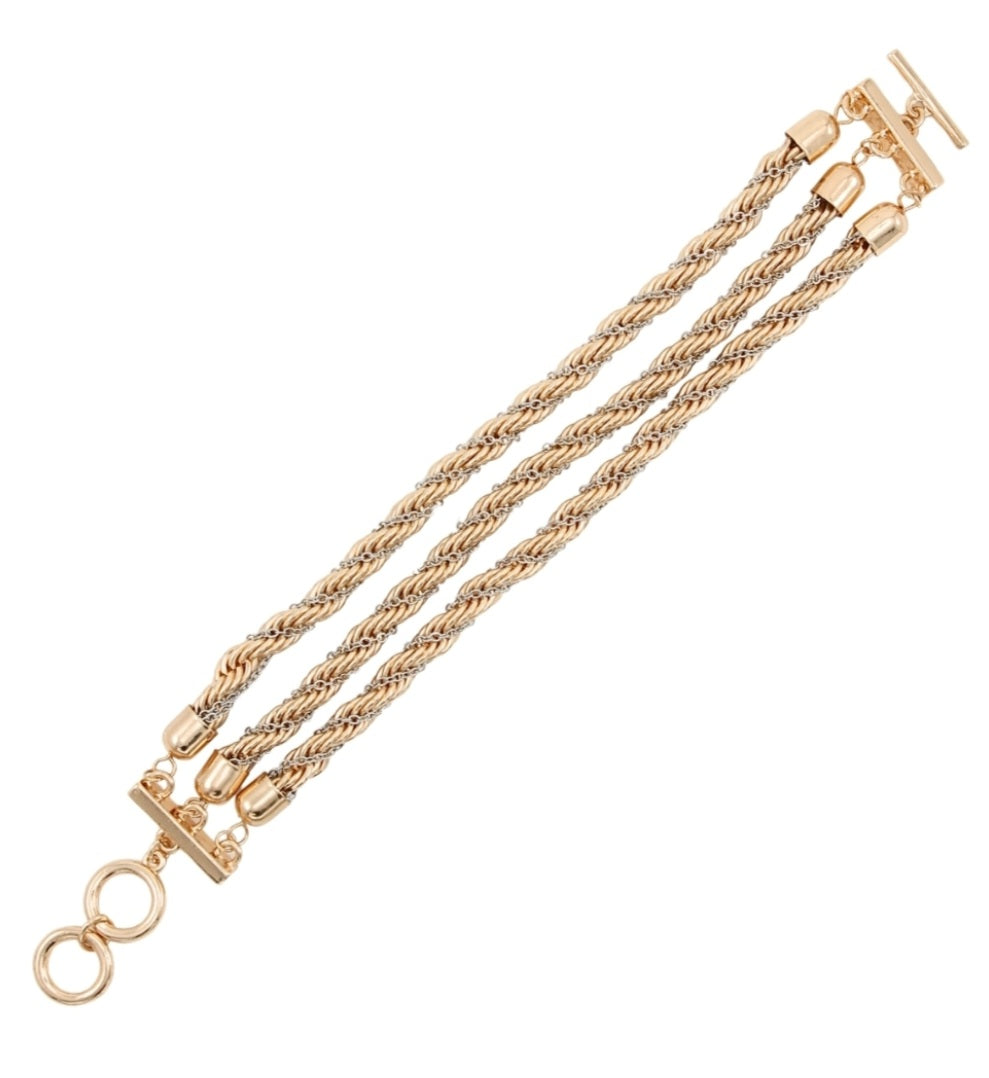Gold 3 Layered Twisted Bracelet
