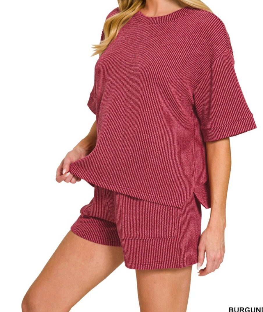 Burgundy Ribbed Set