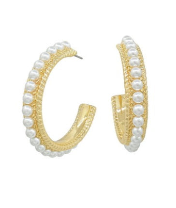 38mm Oval Pearl Hoops