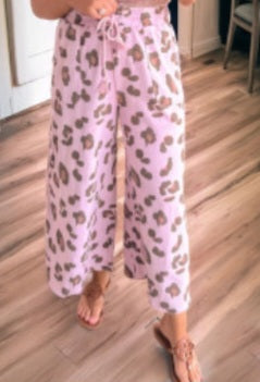 Pink Leopard Drawstring Pants