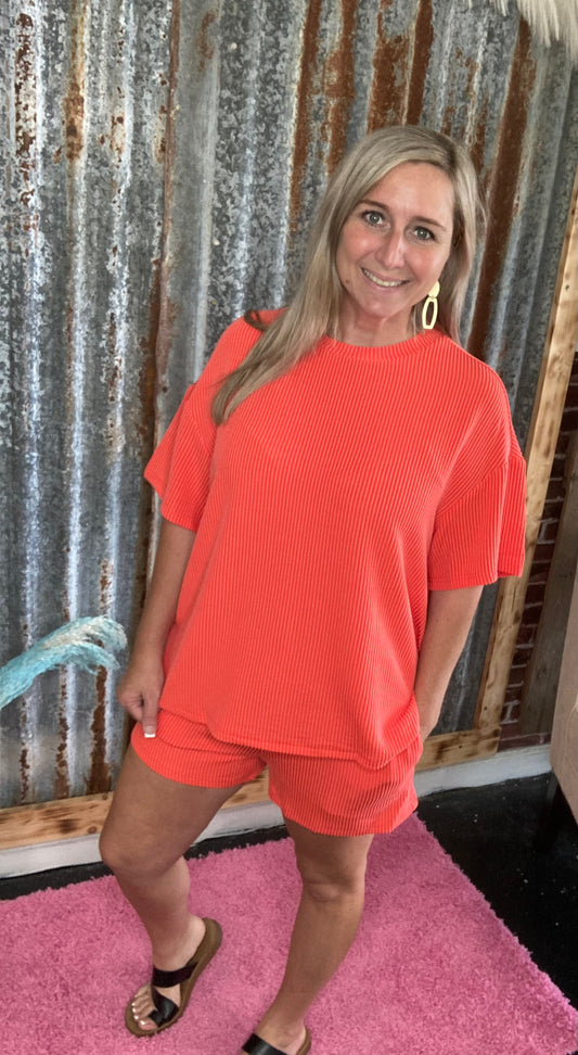 Orange Ribbed Set