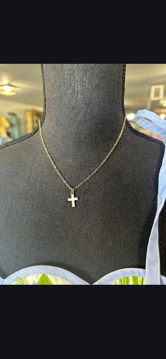White Cross Necklace